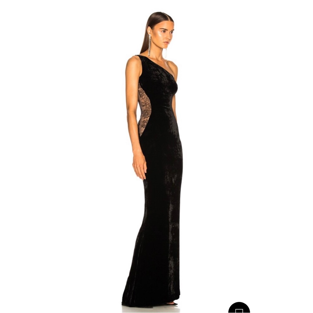 BRAND NEW Black Velvet and Lace One Shoulder Stella McCartney Gown - Picture 3 of 11